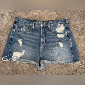 Good American Distressed Blue Denim Jean Shorts